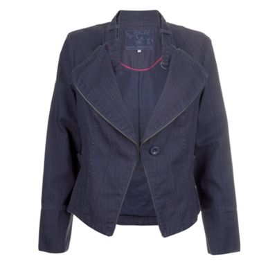 Rocha.John Rocha Navy zip frill herringbone jacket