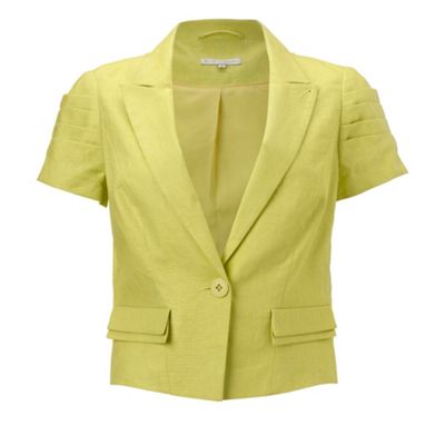Yellow sleeve detail linen jacket