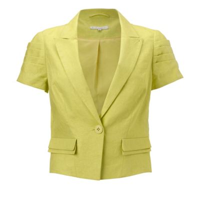 Rocha.John Rocha Yellow sleeve detail linen jacket