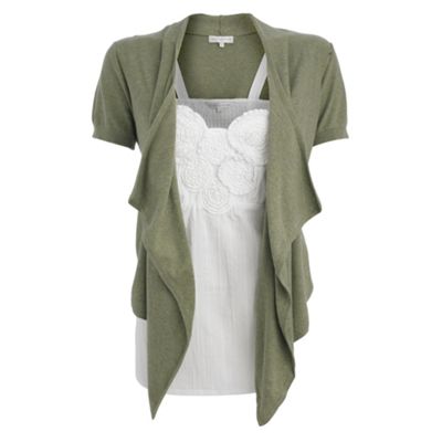 Olive and white 2 in 1 rose camisole