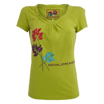 Rocha.John Rocha Lime green twist neck logo t-shirt