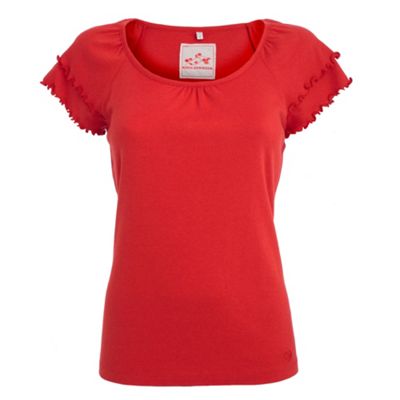 Red double frill sleeve t-shirt