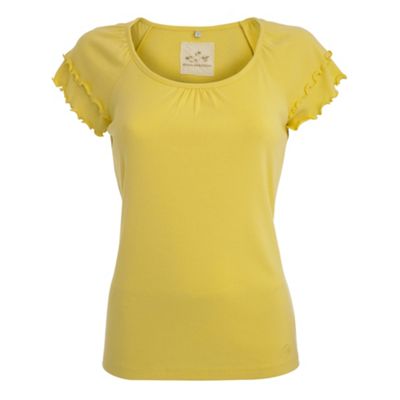 Yellow double frill sleeve t-shirt