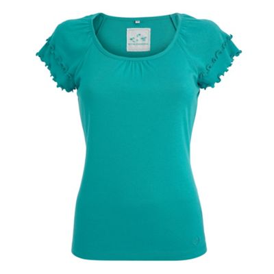 Turquoise double frill sleeve t-shirt