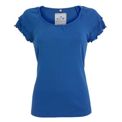 Royal blue double frill sleeve t-shirt