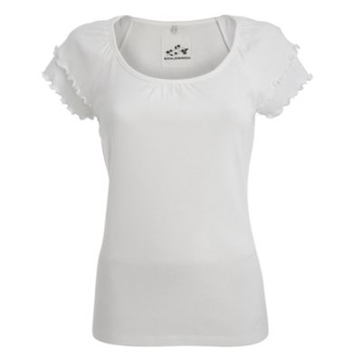 White double frill sleeve t-shirt