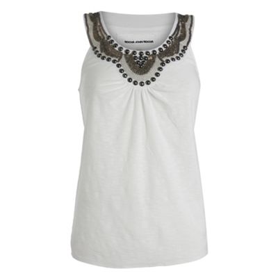 White stud detail vest top