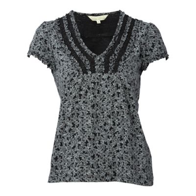 Black ditsy design top