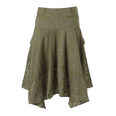 Khaki dobby mix-and-match skirt