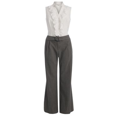 Grey and white blouse jumpsuit