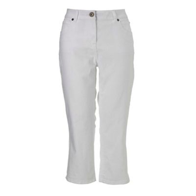 White stretch cropped jeans