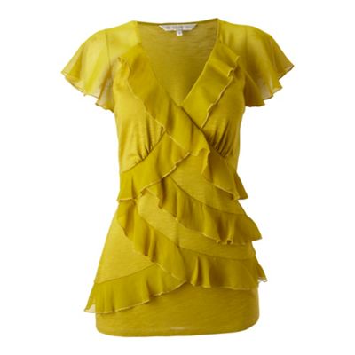 Mustard frill layered evening top