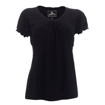 Black organic pintuck short sleeve top