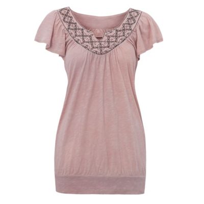 Rocha.John Rocha Pale pink organic band t-shirt