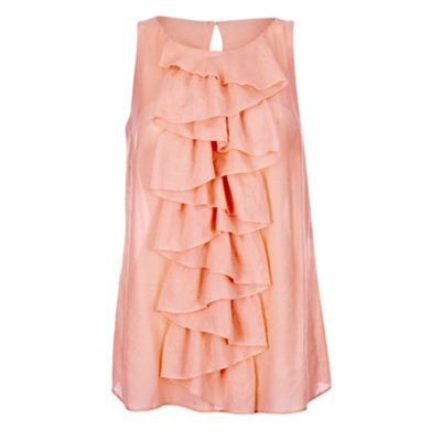 Light peach frill front blouse