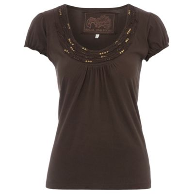 Rocha.John Rocha Chocolate ruffle t-shirt