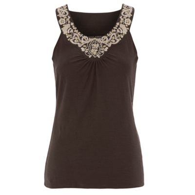 Chocolate embellished neckline t-shirt