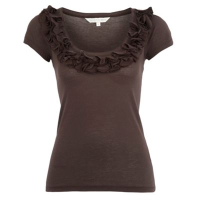 Rocha.John Rocha Chocolate floral neckline t-shirt