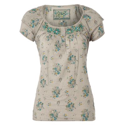 Rocha.John Rocha Grey dobby print embroidered blouse
