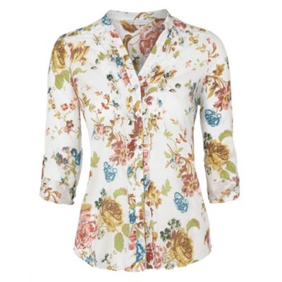 White spring floral blouse