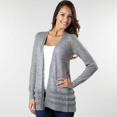 Light grey draped fine knit cardigan