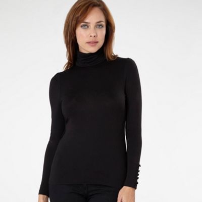 Black Roll Neck Jersey Top
