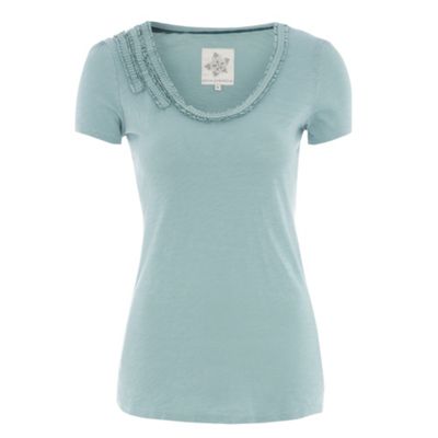 Light green ribbon frill t-shirt