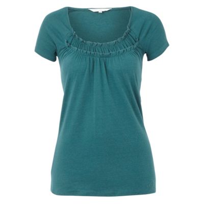 Turquoise ruffled neck t-shirt