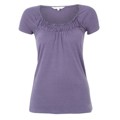 Purple ruffled neck t-shirt