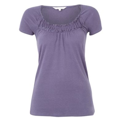 Rocha.John Rocha Purple ruffled neck t-shirt