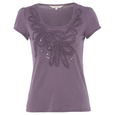 Light purple applique and sequin t-shirt