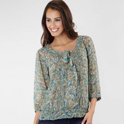 Blue blossom print blouse