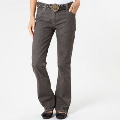 Brown coloured cross hatch bootcut jeans
