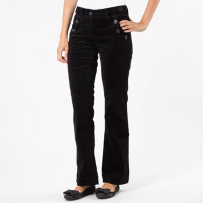 Black plaited belt bootcut jeans