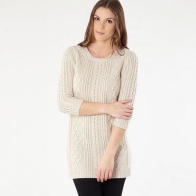 Dark cream cable knit tunic dress