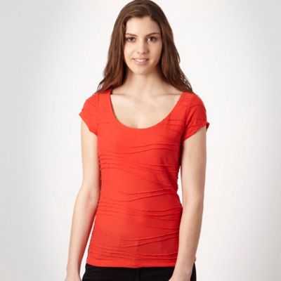 Bright orange textured stripe t-shirt