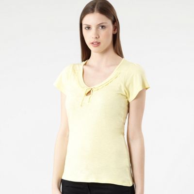 Rocha.John Rocha Pale yellow lace trim t-shirt