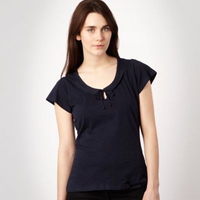 Navy lace and crochet trim t-shirt