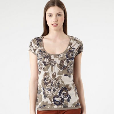 Rocha.John Rocha Beige rose printed t-shirt