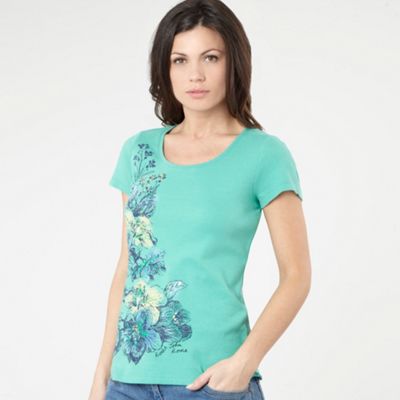 Light green sequin floral t-shirt