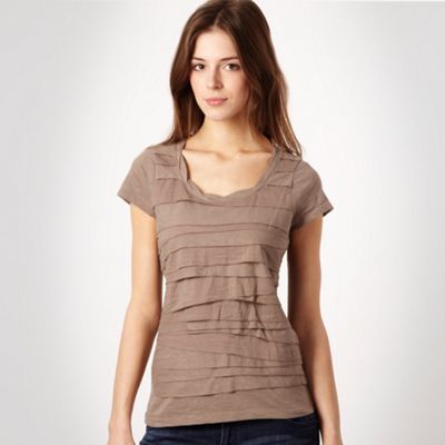Taupe tiered organic cotton t-shirt