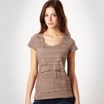 Rocha.John Rocha Taupe tiered organic cotton t-shirt