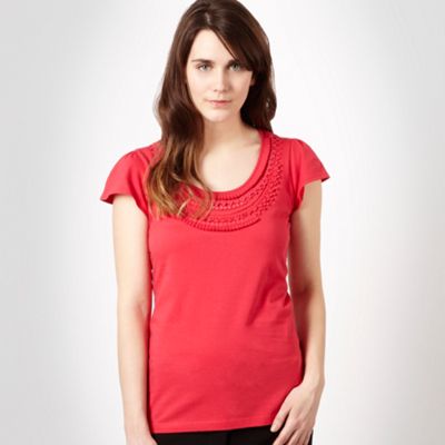 Rocha.John Rocha Pink crochet trim t-shirt