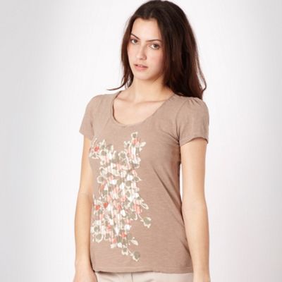 Taupe applique petal organic t-shirt