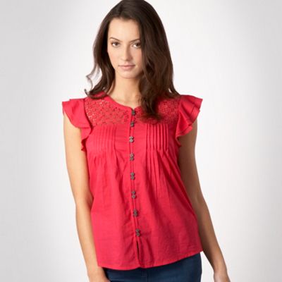 Rocha.John Rocha Dark pink crochet insert blouse