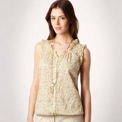 Rocha.John Rocha Yellow textured floral blouse