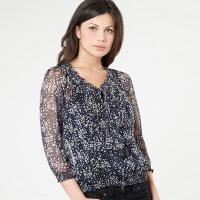 Navy pepper spot shell blouse