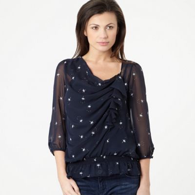 Rocha.John Rocha Navy dandelion print blouse