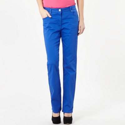 Bright blue straight leg jeans