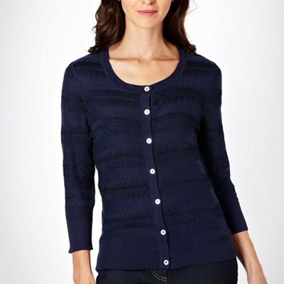 Navy lace striped cardigan